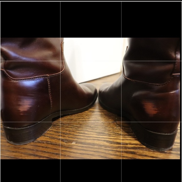 Cole Hann Brown Leather Knee High Round Toe Back Zip Up Arlington Riding Boots - Picture 5 of 7